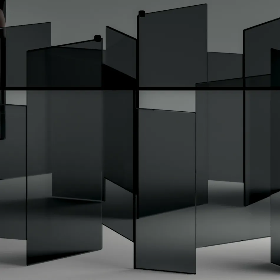 Stół do jadalni z podstawą i prostokątnym szklanym blatem Made in Italy - Thommy Viadurini