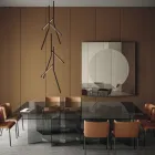 Stół do jadalni z podstawą i prostokątnym szklanym blatem Made in Italy - Thommy Viadurini