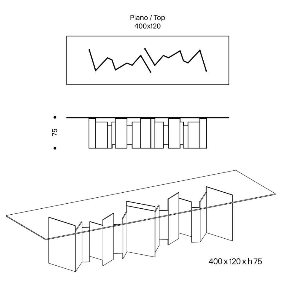 Stół do jadalni z podstawą i prostokątnym szklanym blatem Made in Italy - Thommy Viadurini