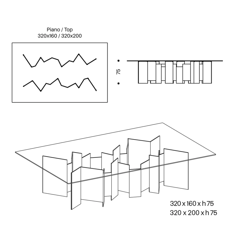 Stół do jadalni z podstawą i prostokątnym szklanym blatem Made in Italy - Thommy Viadurini