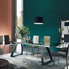 Stół do jadalni z rozkładanym szklanym blatem Made in Italy - Antimo Viadurini
