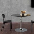 Stół do jadalni z kryształowym blatem i chromowaną podstawą Made in Italy - Tallio
