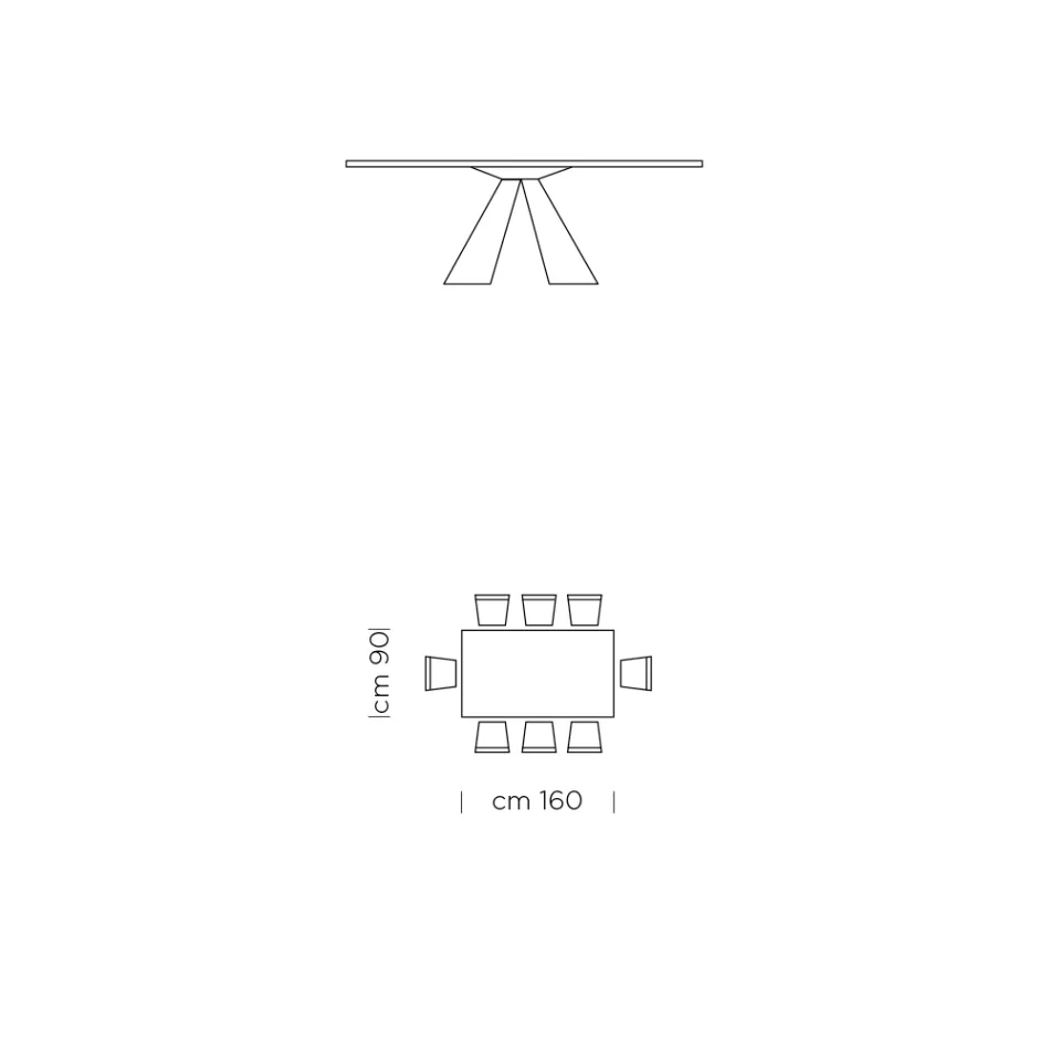 Stół do jadalni z blatem Fenix i stalową podstawą Made in Italy - Dalmatyńczyk Viadurini