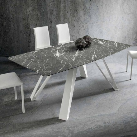 Stół do jadalni z blatem HPL i metalową podstawą Made in Italy - Aresto Viadurini