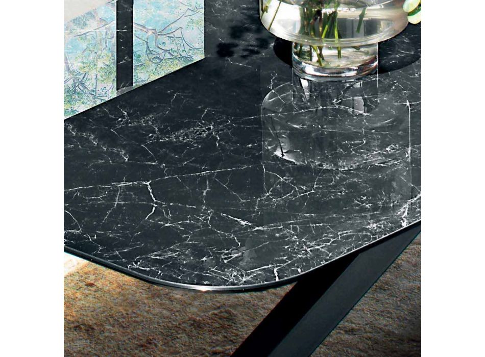 Stół do jadalni z blatem Fine Made in Italy Hypermarble - Settimmio Viadurini