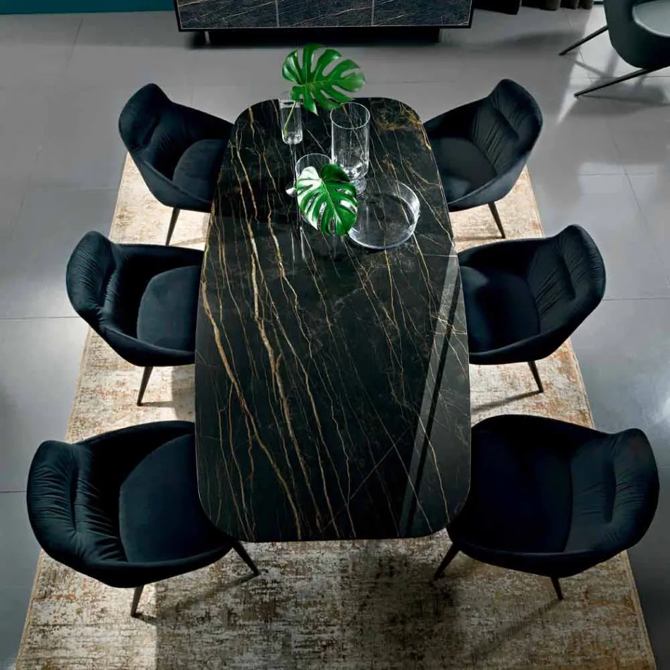 Stół do jadalni z blatem Fine Made in Italy Hypermarble - Settimmio Viadurini