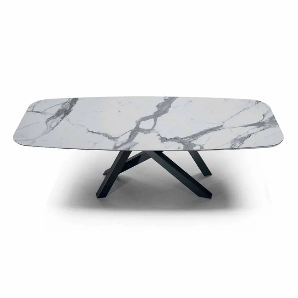 Stół do jadalni z blatem Fine Made in Italy Hypermarble - Settimmio Viadurini