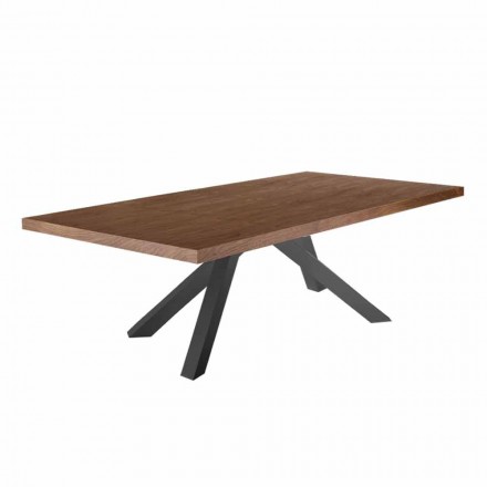 Stół do jadalni z blatem z fornirowanego drewna Made in Italy - Settimmio Viadurini