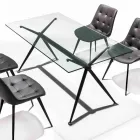 Stół do jadalni z przezroczystym blatem ze szkła hartowanego - Thor Viadurini