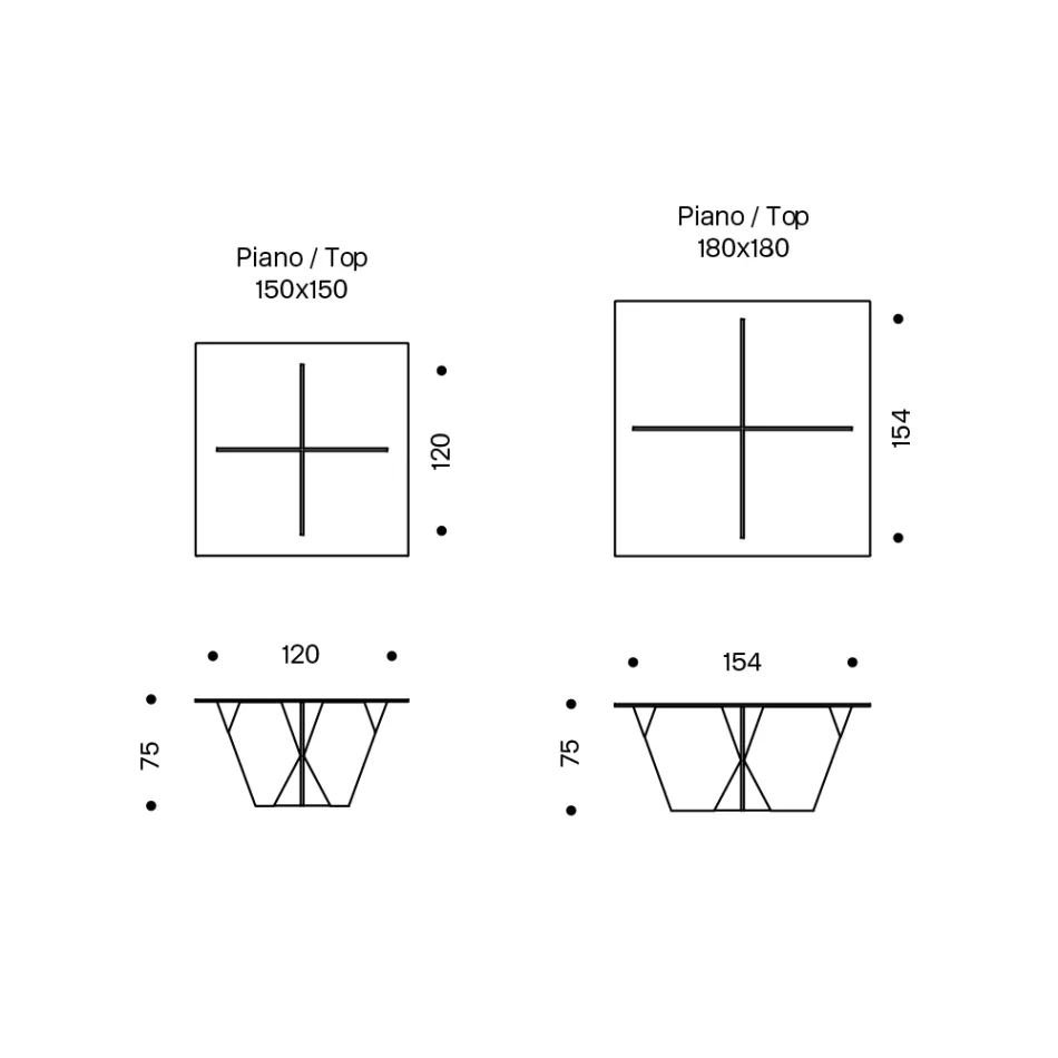 Stół do jadalni z kwadratowym blatem i szklaną podstawą Made in Italy - Tiseo Viadurini