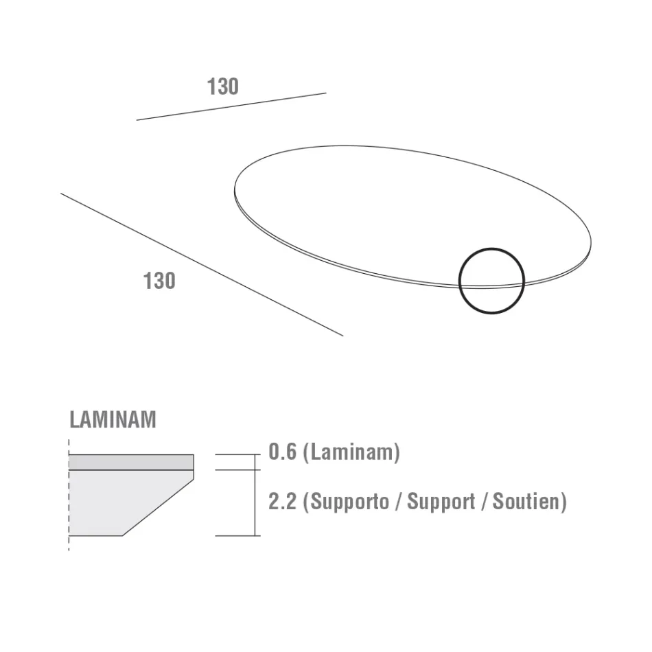 Stół do jadalni z okrągłym blatem z laminatu Made in Italy - Lingotto Viadurini