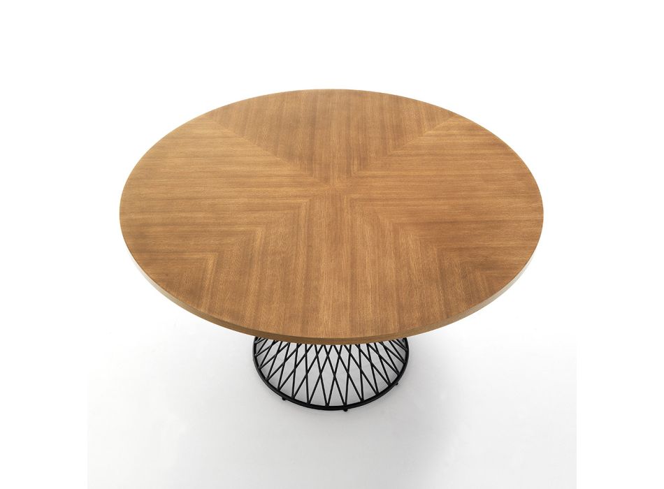 Stół do jadalni z okrągłym blatem z fornirowanego dębu Mdf - Emmanuel Viadurini