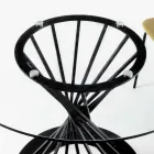 Stół do jadalni z okrągłym blatem ze szkła hartowanego i stalową podstawą - Mileto Viadurini