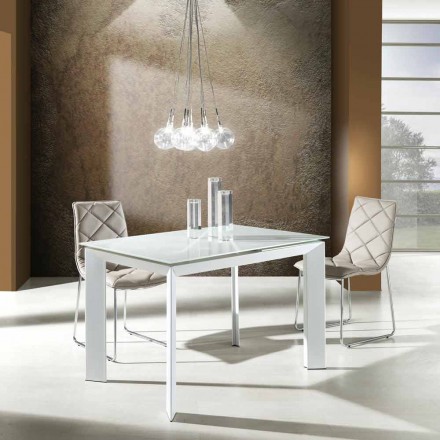 stół z hartowanego szkła górze pomalowane na biało Zeno Viadurini