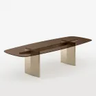 Stół jadalny Opalia 320 cm ze szkła i metalu, wyprodukowany we Włoszech Viadurini
