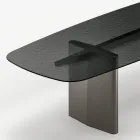 Stół jadalny Opalia 320 cm ze szkła i metalu, wyprodukowany we Włoszech Viadurini