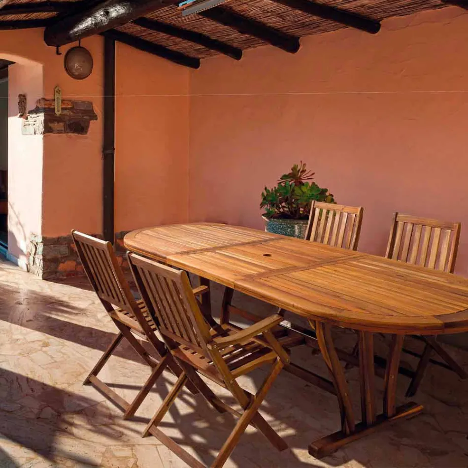 Rozkładany stół do jadalni na zewnątrz do 240 cm z drewna - Kaley Viadurini