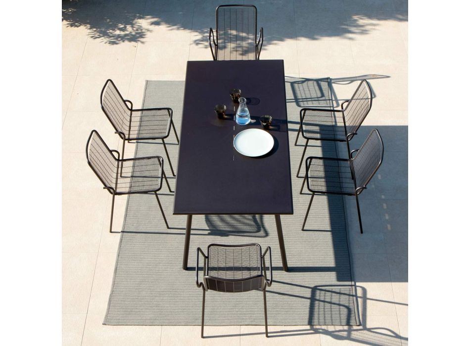 Prostokątny stół do jadalni na zewnątrz ze stali ocynkowanej Made in Italy - Elvia Viadurini