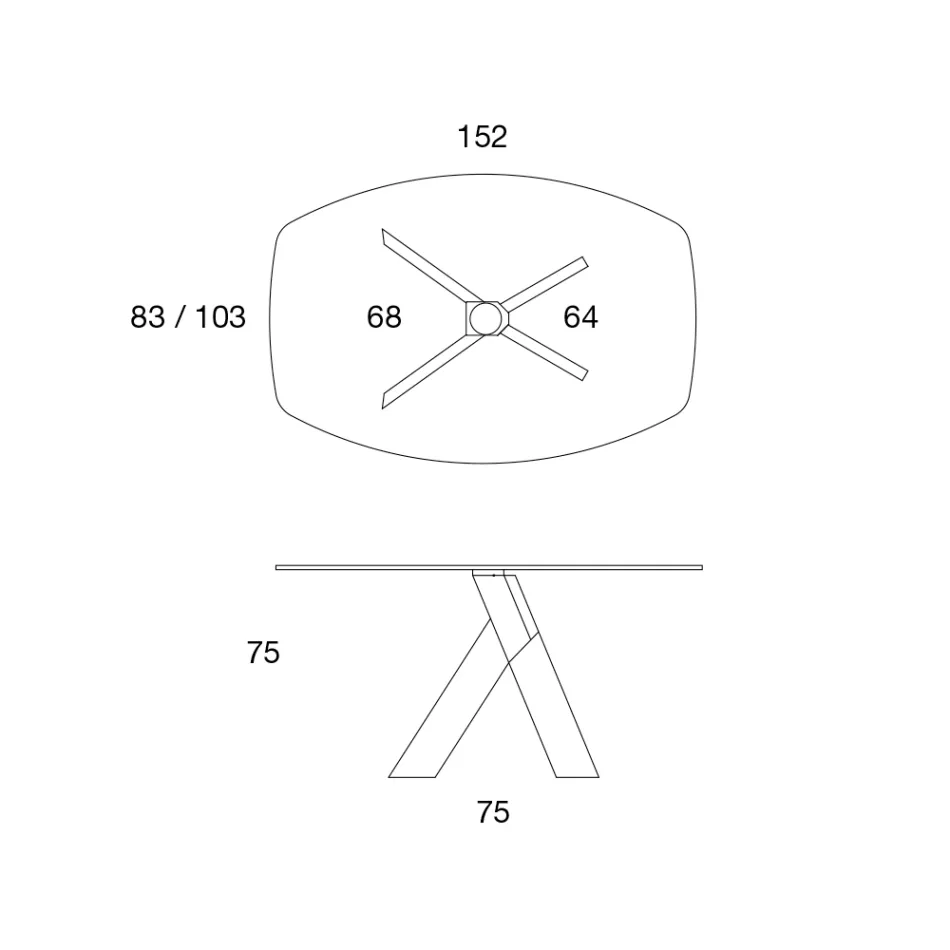 Stół do salonu ze szklanym blatem i drewnianymi nogami — botaniczny Viadurini