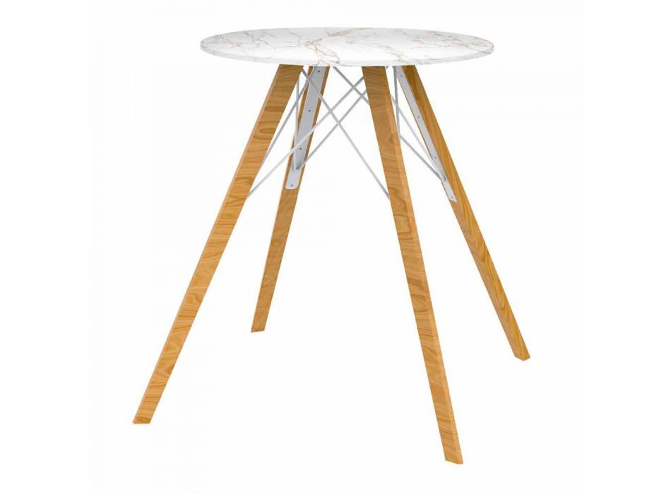 Zaprojektuj stół do jadalni z drewna i kwadratu Dekton 4 sztuki - Faz Wood firmy Vondom Viadurini