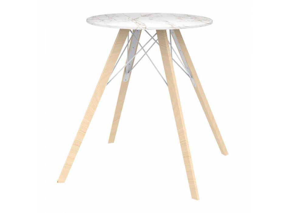 Zaprojektuj stół do jadalni z drewna i kwadratu Dekton 4 sztuki - Faz Wood firmy Vondom Viadurini