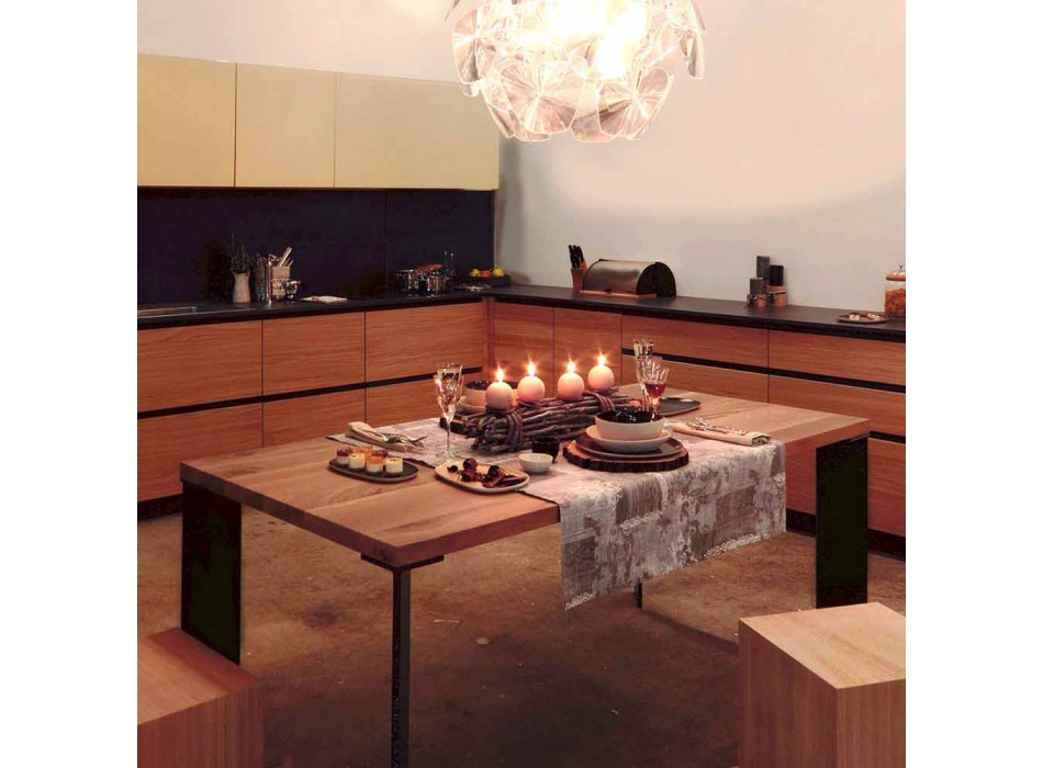 Stół do jadalni o naturalnym deseniu, L200xP100cm, Yvonne Viadurini