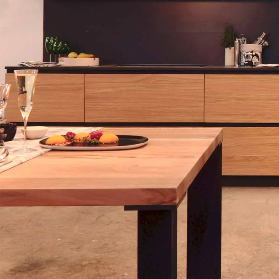 Stół do jadalni o naturalnym deseniu, L200xP100cm, Yvonne Viadurini