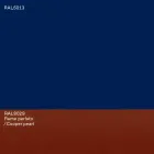 Nowoczesny owalny stół do jadalni z niebieskiej płyty MDF i miedzi Made in Italy - Oku Viadurini