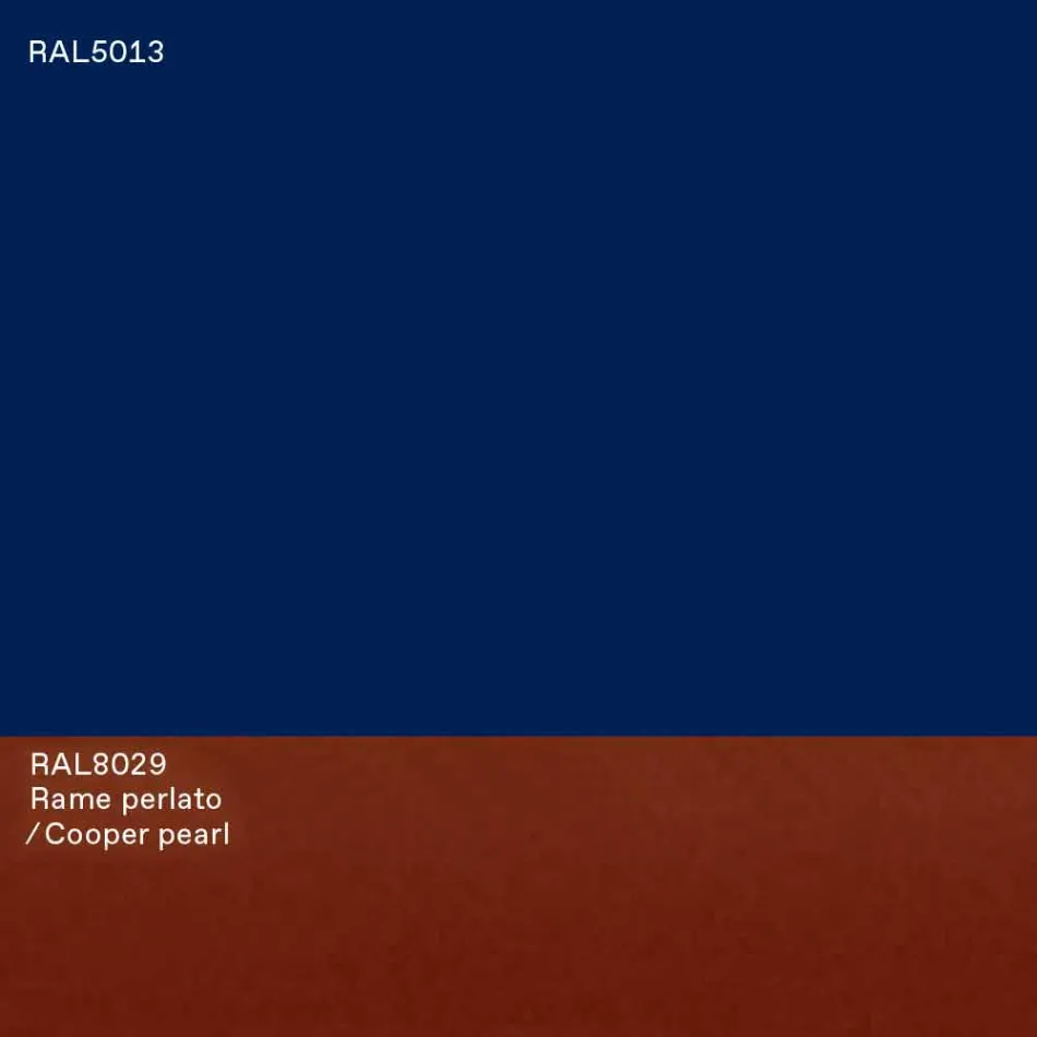 Nowoczesny owalny stół do jadalni z niebieskiej płyty MDF i miedzi Made in Italy - Oku Viadurini