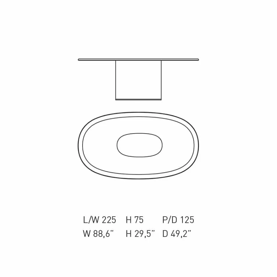 Nowoczesny owalny stół do jadalni z niebieskiej płyty MDF i miedzi Made in Italy - Oku Viadurini