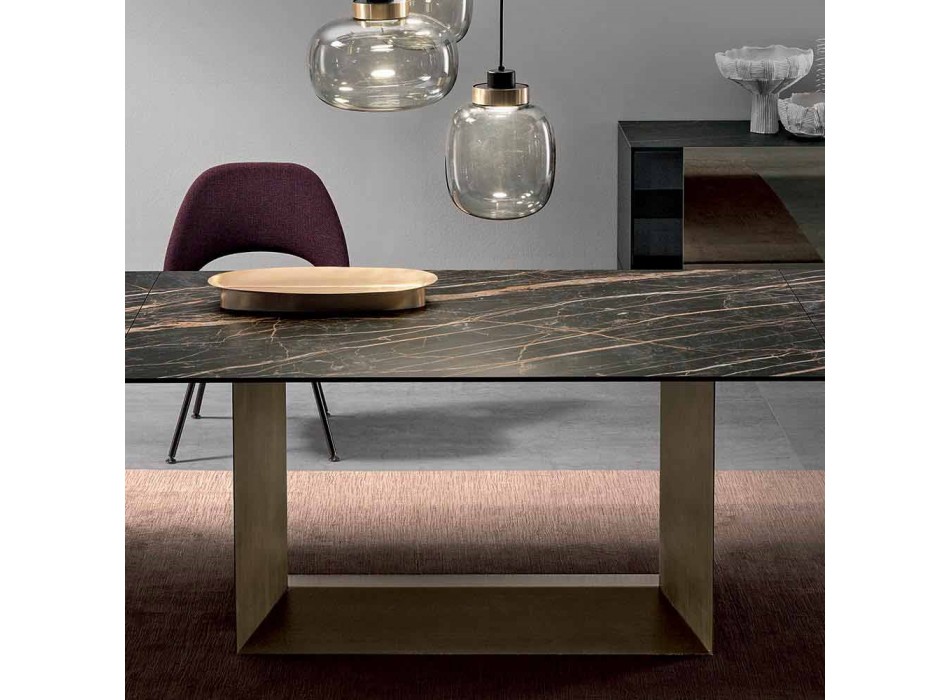 Wysuwany stół z ceramiki i metalu Made in Italy - Dark Brown Viadurini