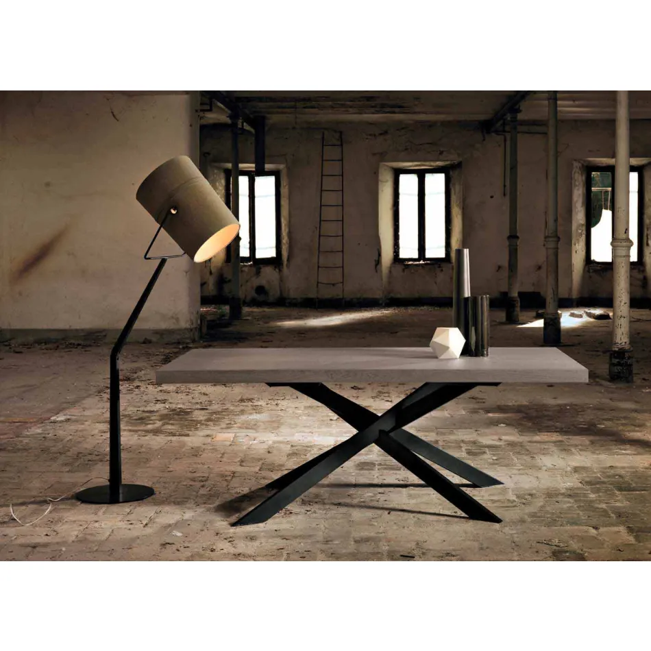 Stół do jadalni w dębu i metalu wykonany we Włoszech Oncino Viadurini