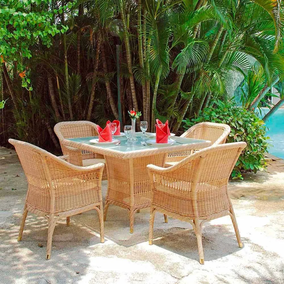 Stołem polietylen projektant ręcznie tkane Czad Viadurini