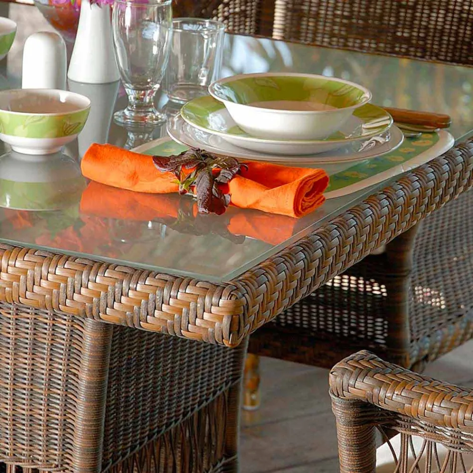 Stołem polietylen projektant ręcznie tkane Czad Viadurini