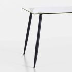 Stół do jadalni o nowoczesnym designie ze szkła hartowanego i czarnego metalu - Foulard Viadurini