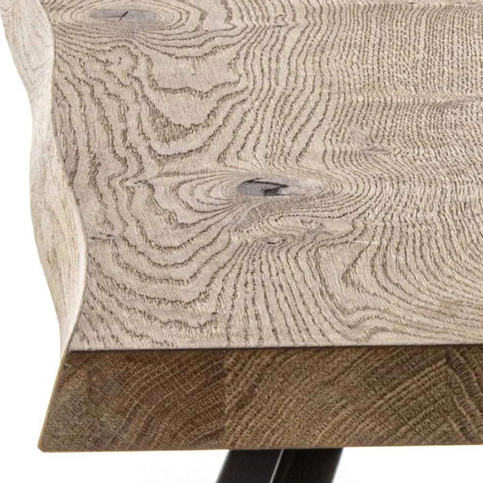 Stała metalowa podstawa stołu do jadalni i blat fornirowany dębem - Termoli Viadurini