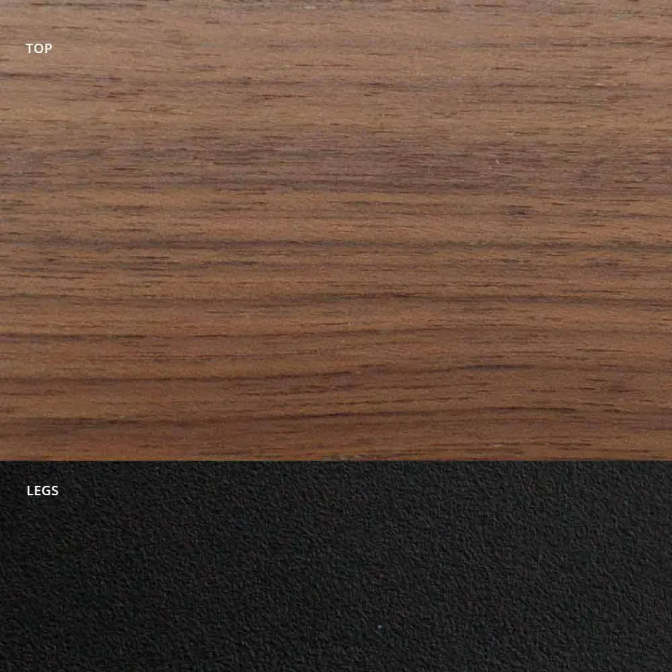 Fornirowany stół do jadalni ze stalową podstawą Made in Italy - Dalmatyńczyk Viadurini