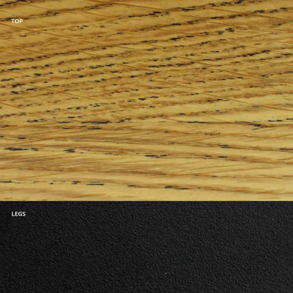 Fornirowany stół do jadalni ze stalową podstawą Made in Italy - Dalmatyńczyk Viadurini