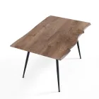 Stalowy Stół do Jadalni z Blatem Mdf w Wykończeniu Dąb - Gherardo Viadurini