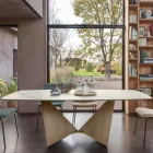 Stół do jadalni z podstawą ceramiczną i metalową o grubości 3 mm Made in Italy - Peonia Viadurini