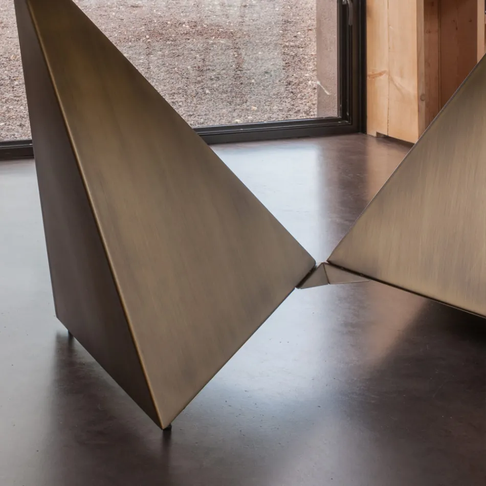 Stół do jadalni z podstawą ceramiczną i metalową o grubości 3 mm Made in Italy - Peonia Viadurini