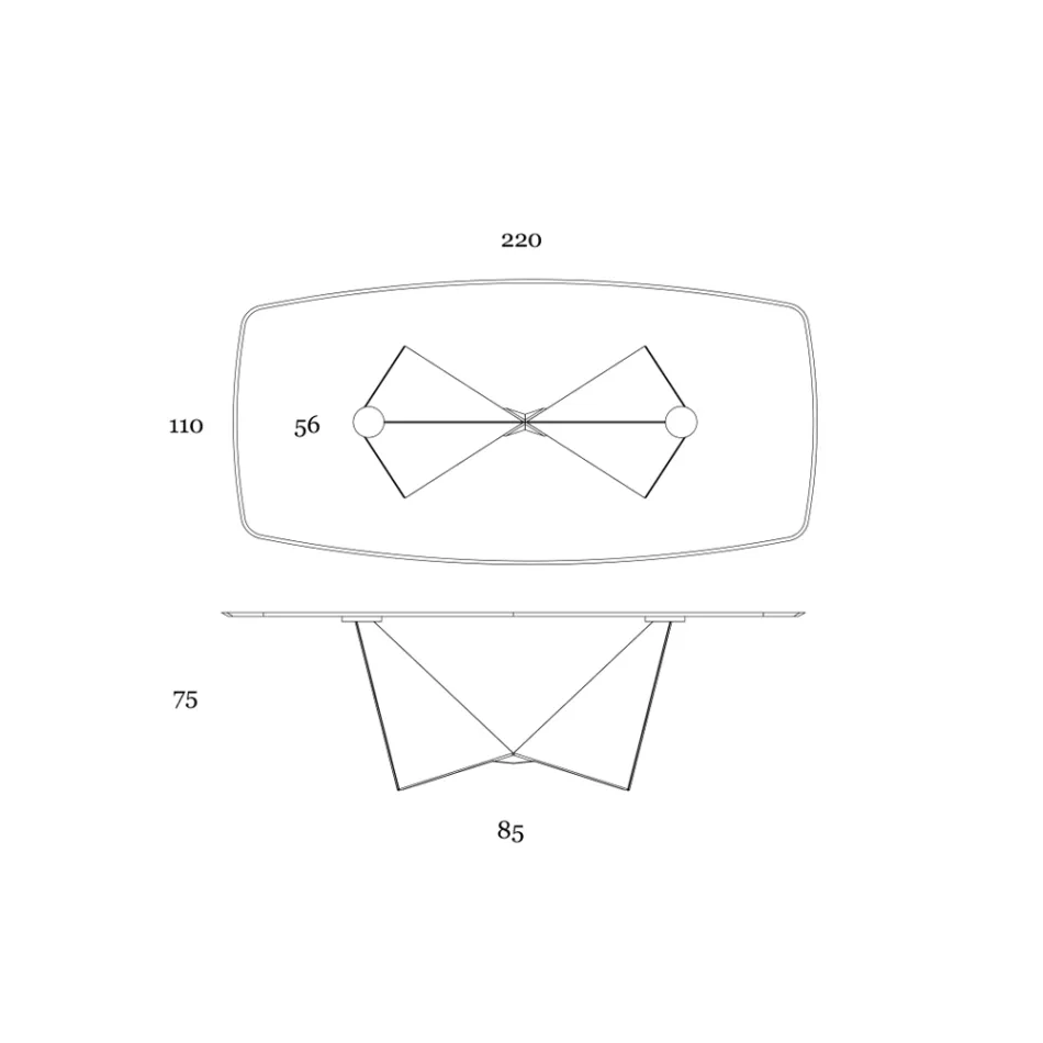 Stół do jadalni z podstawą ceramiczną i metalową o grubości 3 mm Made in Italy - Peonia Viadurini