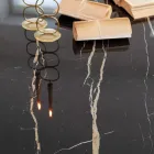 Stół do jadalni z polerowanej ceramiki i stali Florim Thunder Night - Medunotav Viadurini