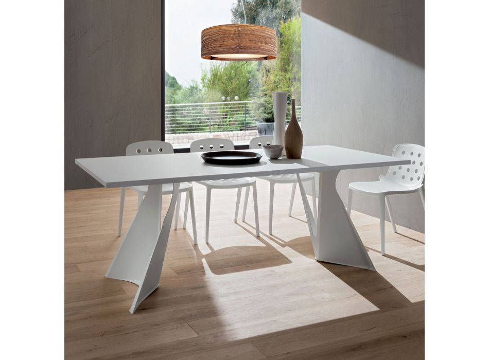 Stół do jadalni z Fenix i malowanego metalu Made in Italy - Dotto Viadurini