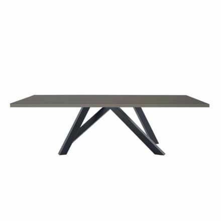 Stół do jadalni z szarego Fenixa i lakierowanej stali Made in Italy - Settimmio Viadurini