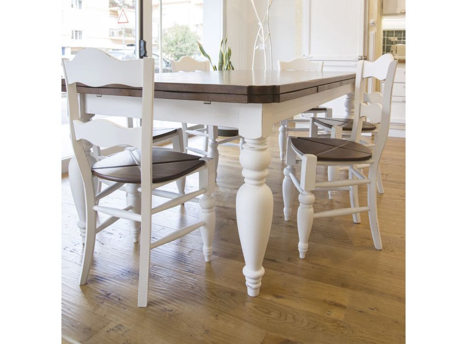 Stół do jadalni z jesionu i 4 krzesła w zestawie Wyprodukowano we Włoszech - Rafael Viadurini