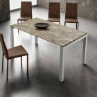 Stół do jadalni z efektem marmuru Hpl i aluminium Made in Italy - Monolith Viadurini
