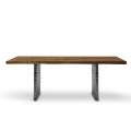 Stół do jadalni z drewna fornirowanego i stali młotkowej Made in Italy - Strappo