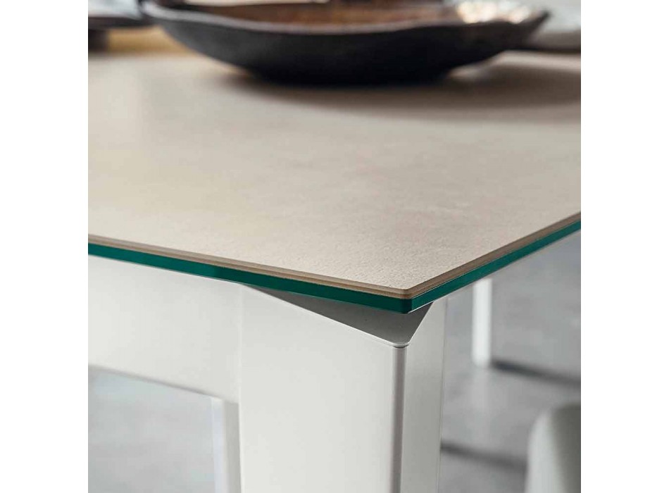 Stół do jadalni z laminatu i malowanego metalu Made in Italy - Efisto Viadurini