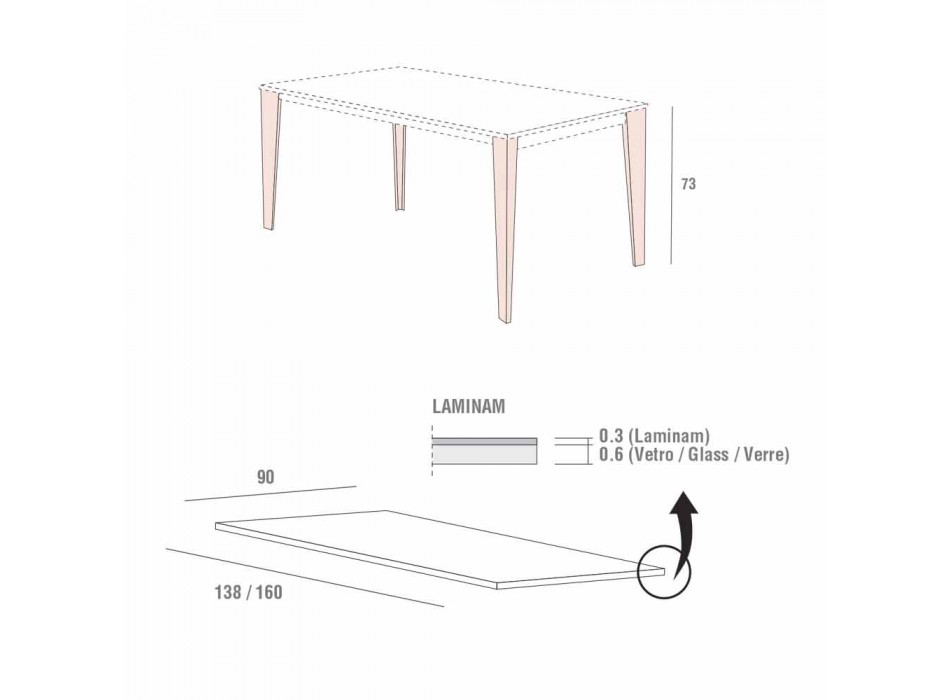Stół do jadalni z laminatu i malowanego metalu Made in Italy - Efisto Viadurini